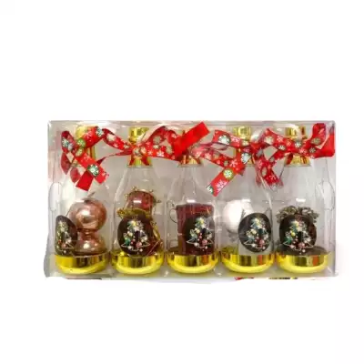 Набор новогодних украшений, 5 ш, 7 см, пластик